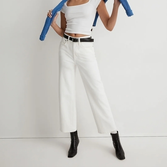 Madewell Tall Perfect Vintage Wide-Leg Crop Jean in Tile white 33 TALL NWT NE085 - Picture 1 of 14